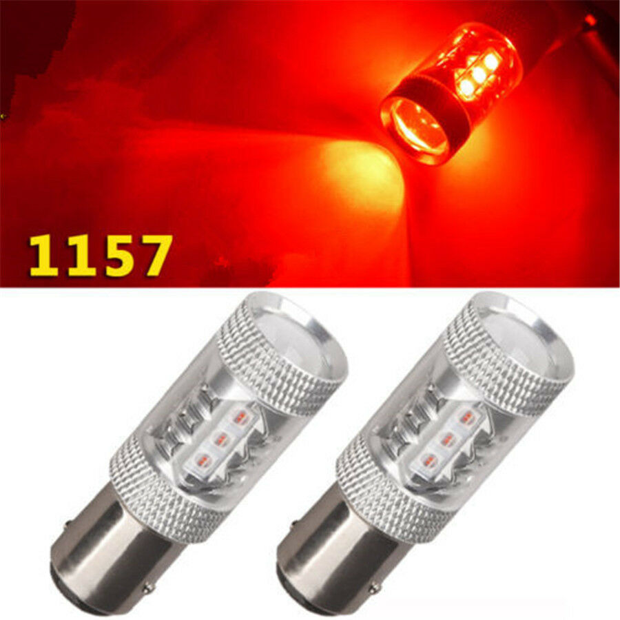 2x 1157 7528 BAY15D LED Car Brake Ligth Bulb 18*54.7mm 80W 1600 Lumens Red DC12V