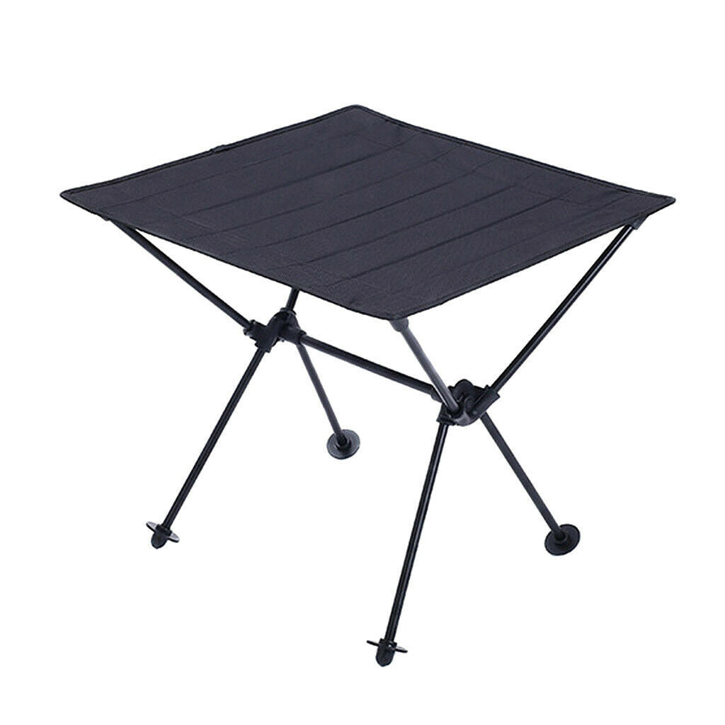 Portable Folding Aluminum Camping Picnic Table Dining Desk Outdoor Black