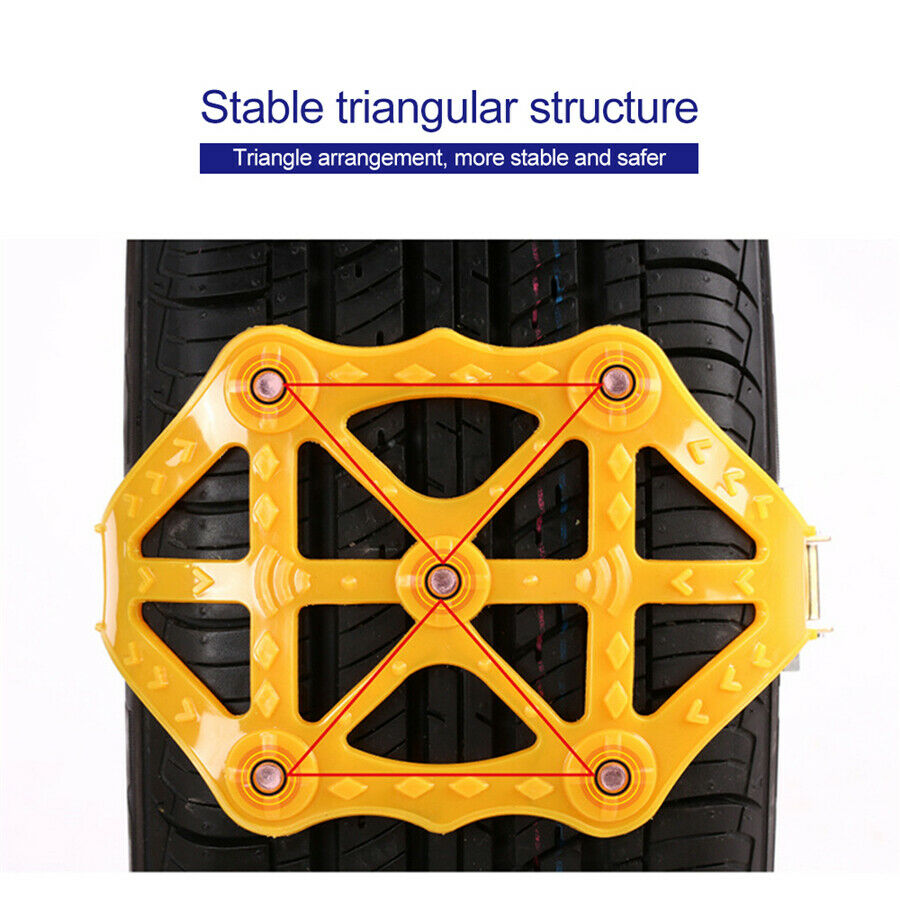 Car Snow Tire Chains Wheel Antiskid Yellow Chain 3 Piece For Car Truck SUV