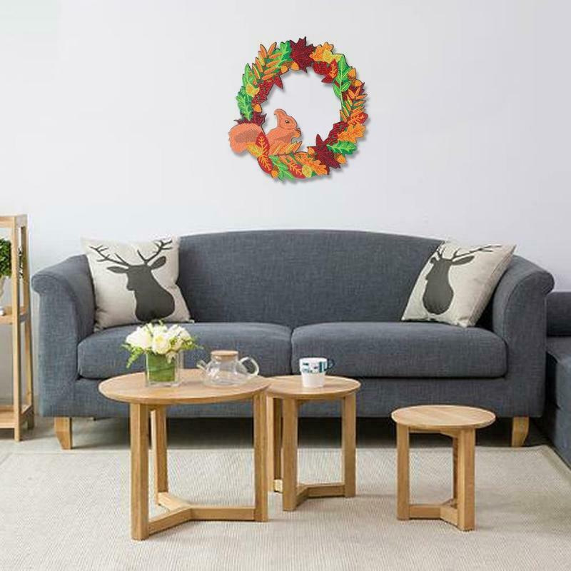 Squirrel Maple Leaf Wreath 5D Special Diamond Painting Embroidery Cross Stitch