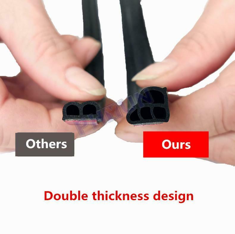 10M Car Door Hood Trunk Rubber Seal Strip Dual Layer Upgraded Sound Insulation