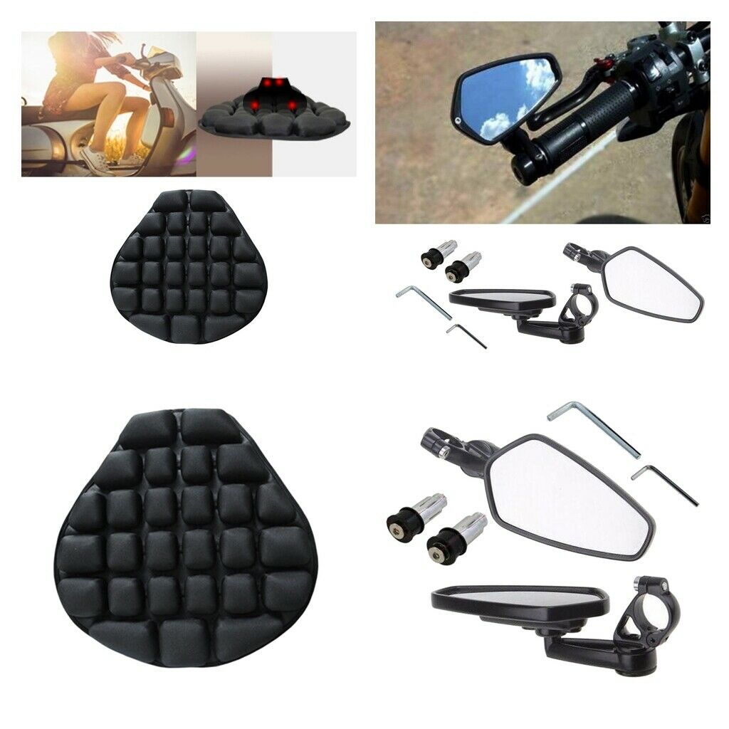 Non-slip Inflatable Motorcycle Seat Cushion Pad and Side Mirrors 7/8in 22mm