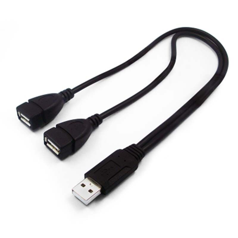 Double USB Extension A-Male To 2 A-Female Y Cable Cord Power Adapter Splitter