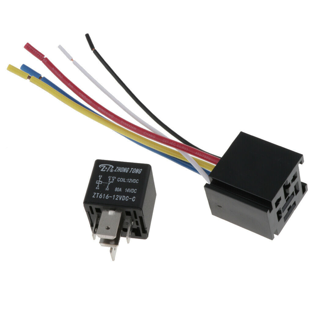 Car 80A 5 Pin Wires Relay Socket Harness Connector with  Socket
