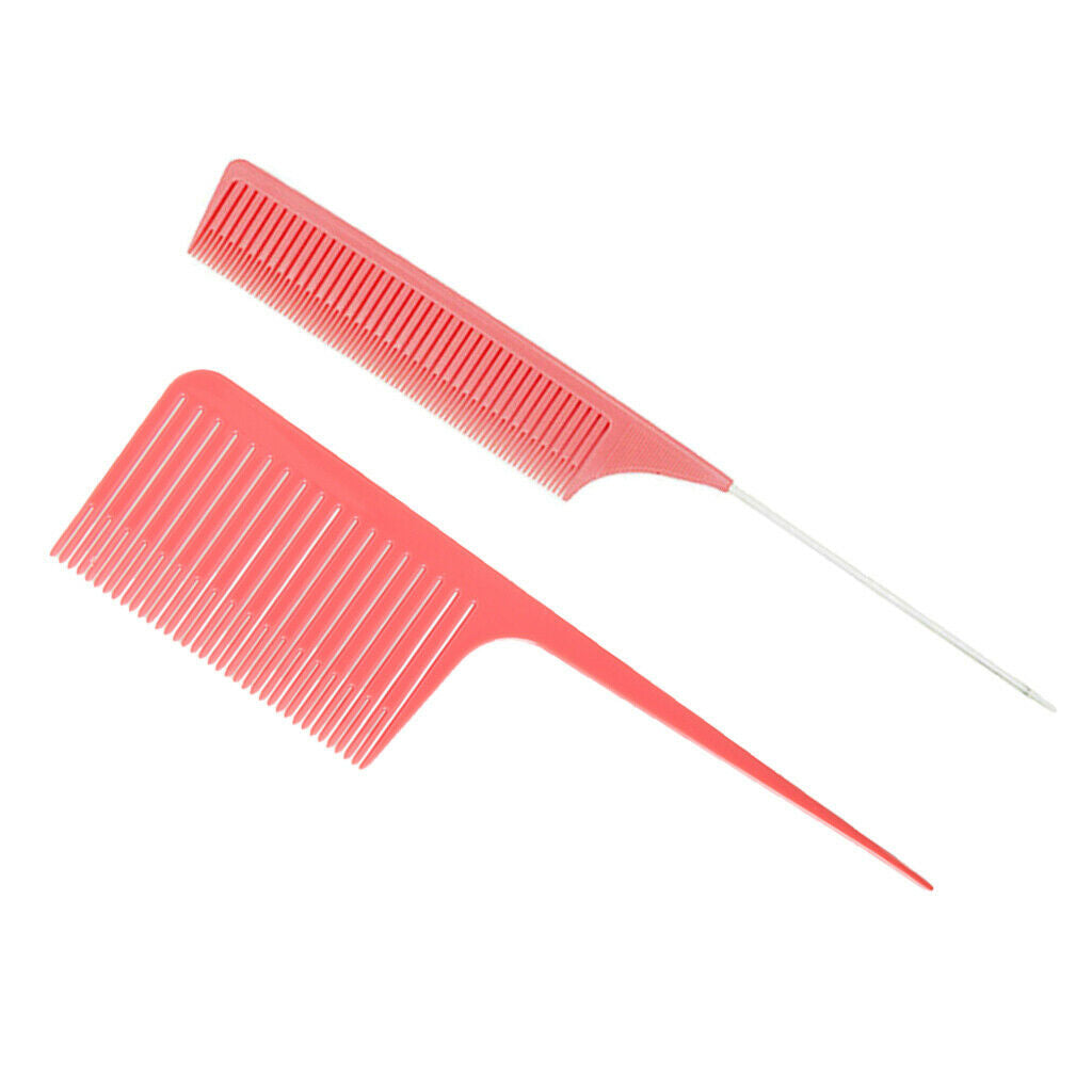 Fine&Wide Section Weave Highlight Foiling Hair Combs Styling Comb Brush Pink