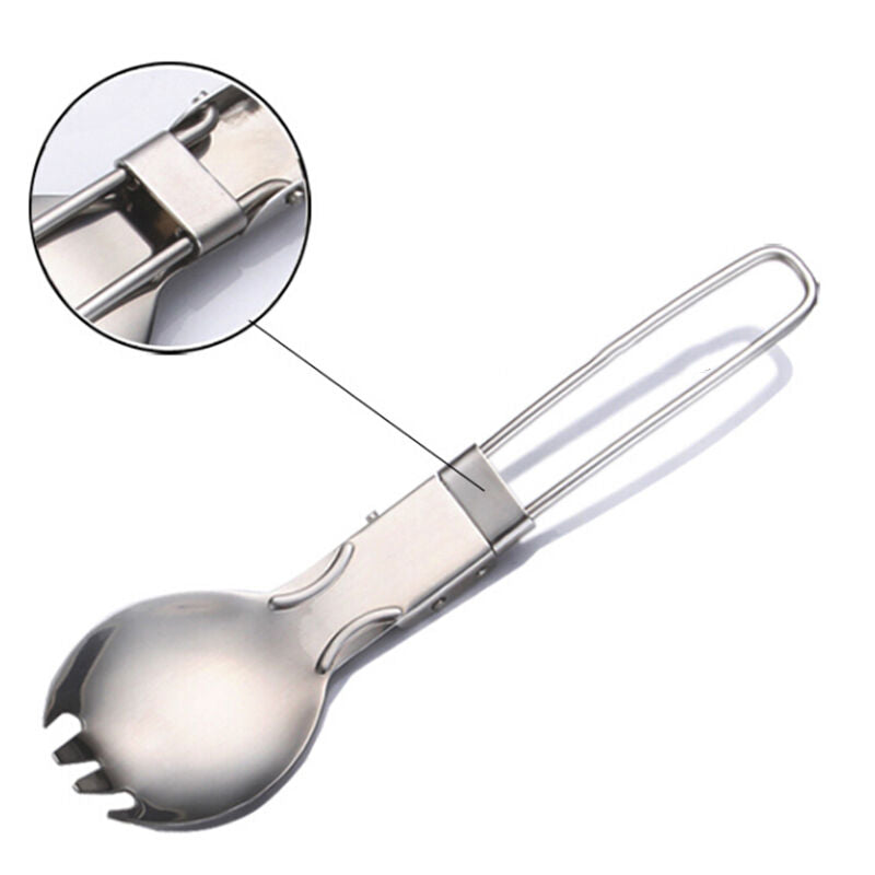 1x Portable Camping Cook Picnic Foldable Spork Stainless Steel Fork Spoon.l8