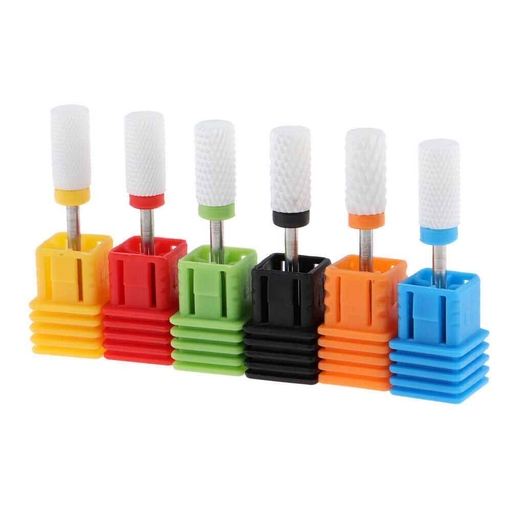 Ceramic Nail Files Drill Bit Manicure Electric Grinding Polishing Head 6x Flat