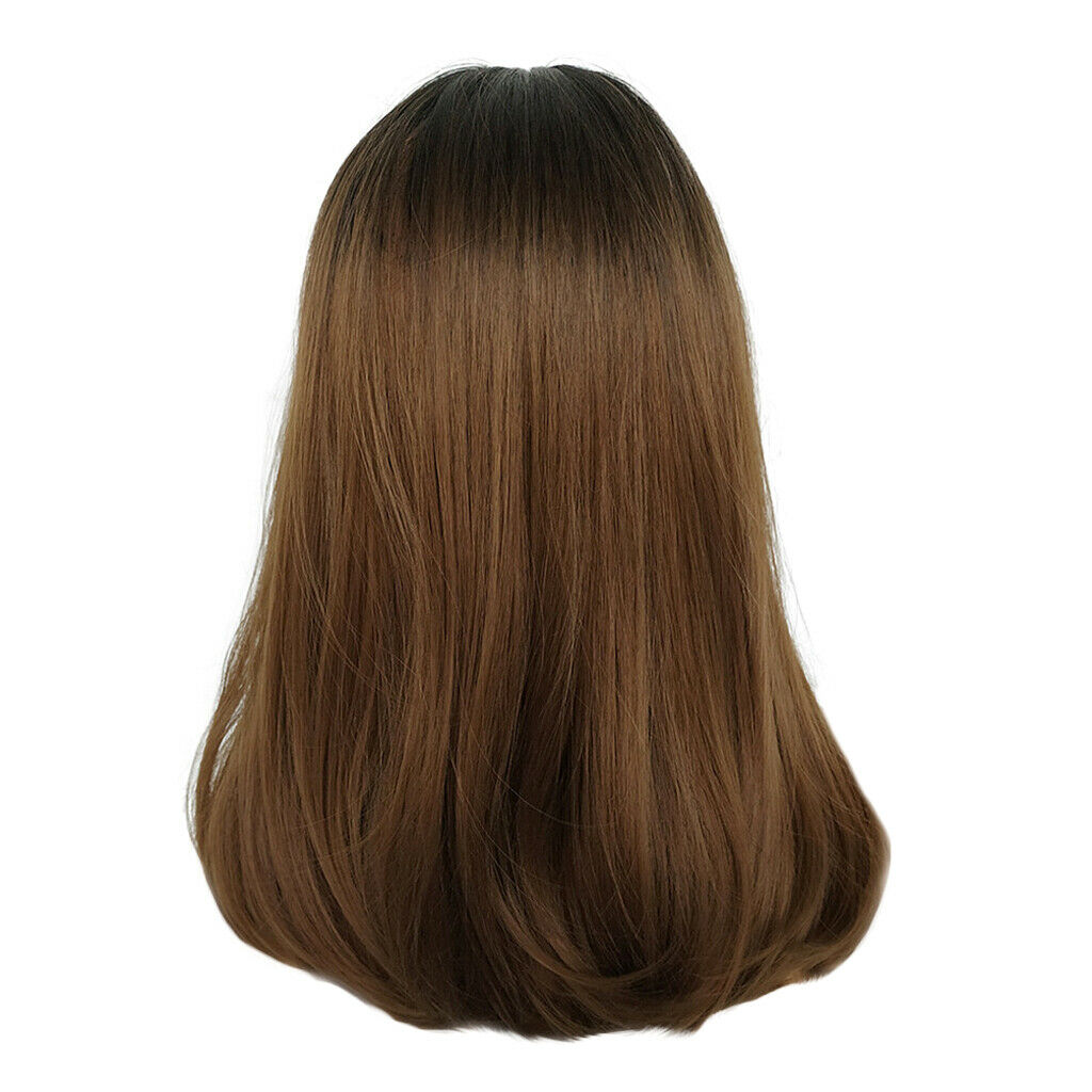 Brown Long Straight Wigs w/ Bangs for Women Ladies Synthetic Full Hair Wig 16