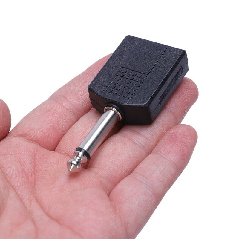 Black 6.35 1/4" Male to Dual Female Mono Y Cord PA Audio Cable Adapter K2X7X7