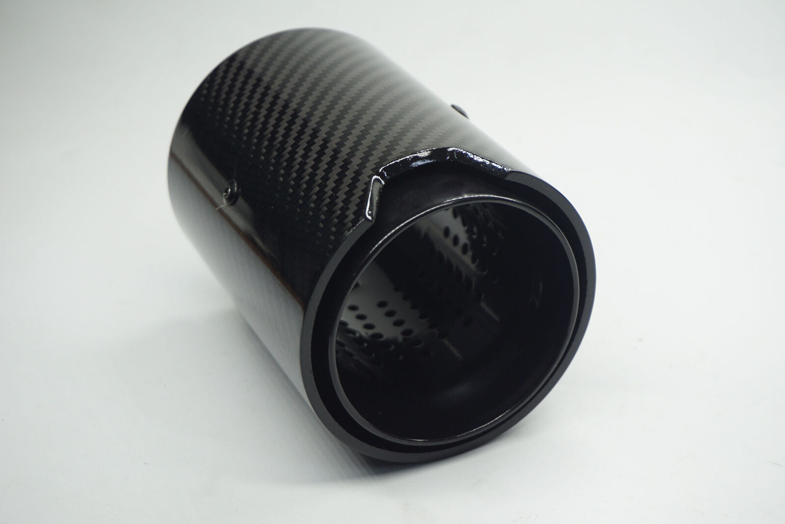 Black Stainless Steel + Carbon Fiber Tip Exhaust Pipe 2.5'' Inlet 3.6'' Outlet