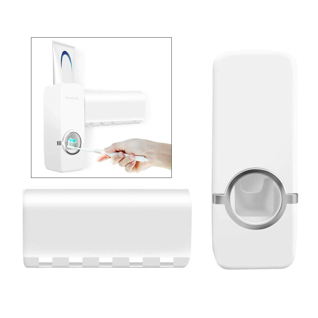 ABS Hanging Automatic Squeezer Toothbrush Holder Set Wall Bathroom Supplies