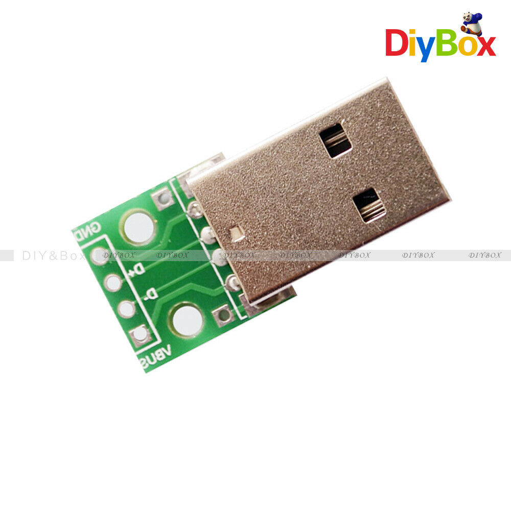 5PCS USB Male to 2.54mm DIP Adapter Converter Board 4 Pin PCB DIY Power Supply