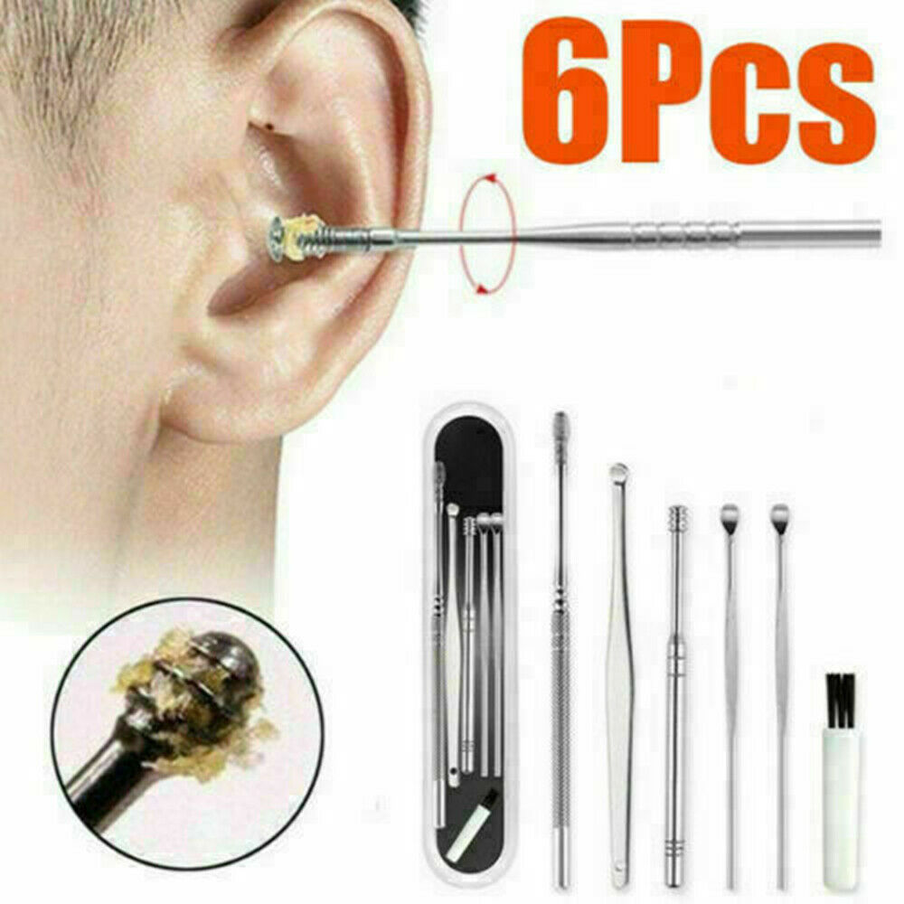 Top Stainless Steel Innovative Spring Ear Wax Cleaner Tool 6PCS/Set