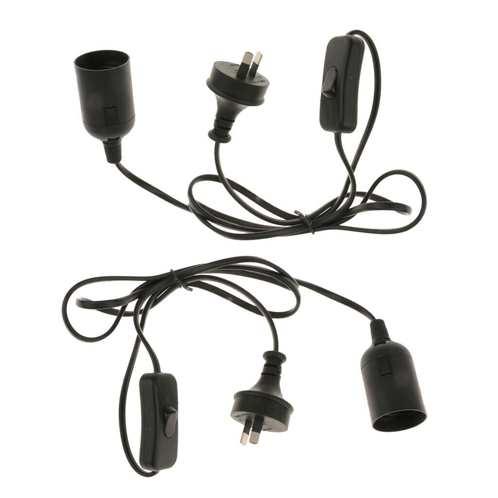 2pcs Black E27 Light Bulb Cord Socket Electric Light Socket with Switch
