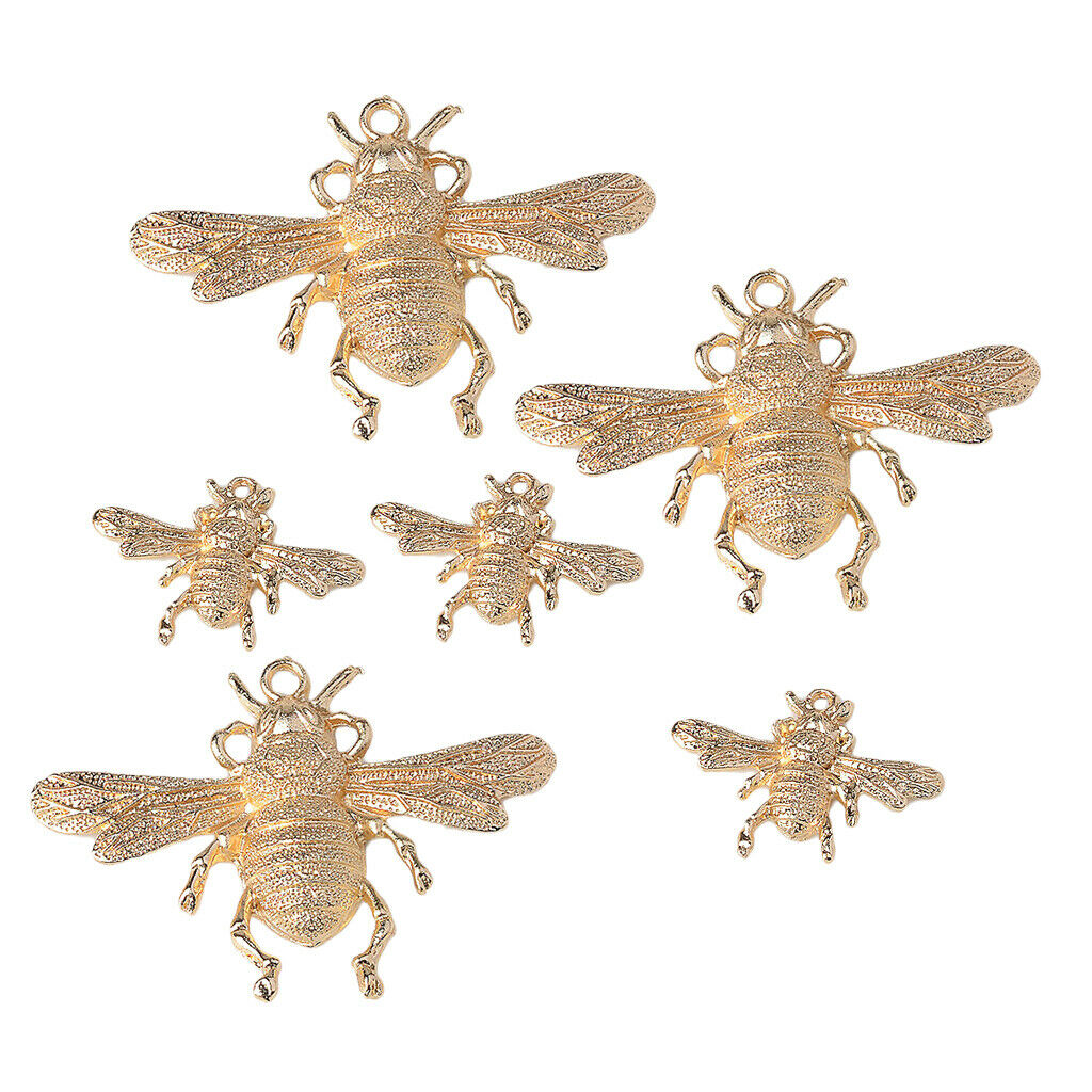 6pcs Metal Bee Shape Flatback Sewing Button Garment Bags Decor Applique