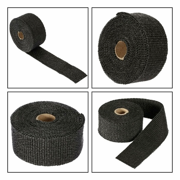 5M Black Exhaust Thermal Tape Muffler Pipe Header Heat Wrap Resistant Protection