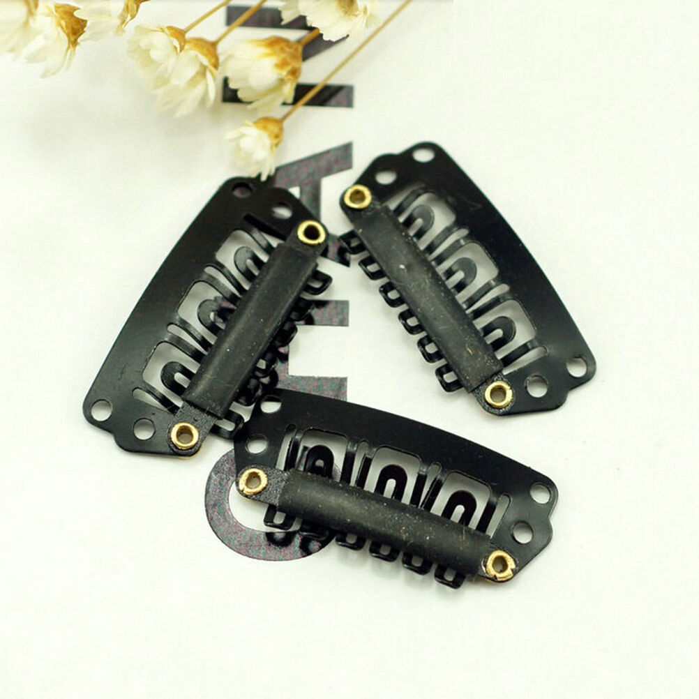 50X28mm Black U Shape Snap Metal Clips For Hair Extensions Weft Clip-on W.l8