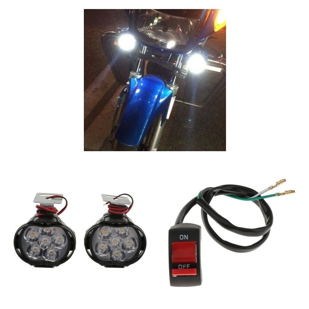 Set of 2 6000K LED Motorcycle Light Headlight +Switch for Motorbike UTVs