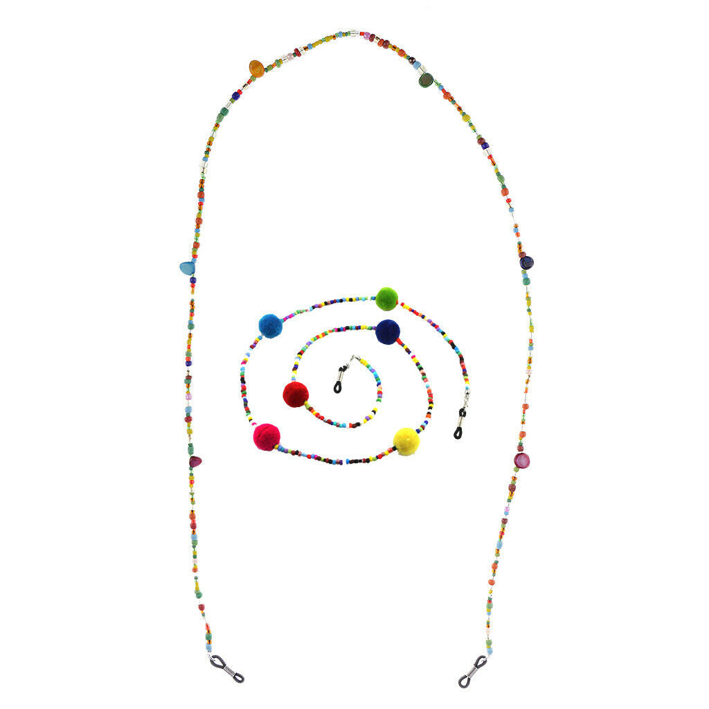2pcs Colorful Beads Eyeglass Eyewear Holder Chain Necklace Strap Beach Wear
