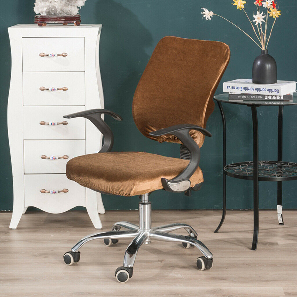 6X Soft Velvet Stretch Wedding Dining Room Chair Seat Cover Brown