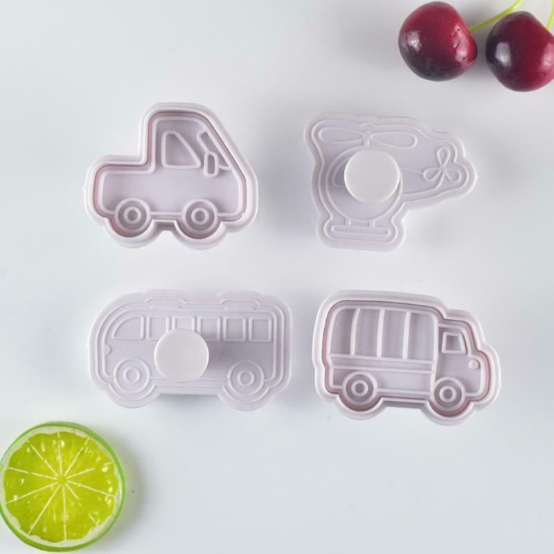 8pcs Bicycle Car Pattern Plastic Baking Mold Kitchen Biscuit Cookie Cutter Mould