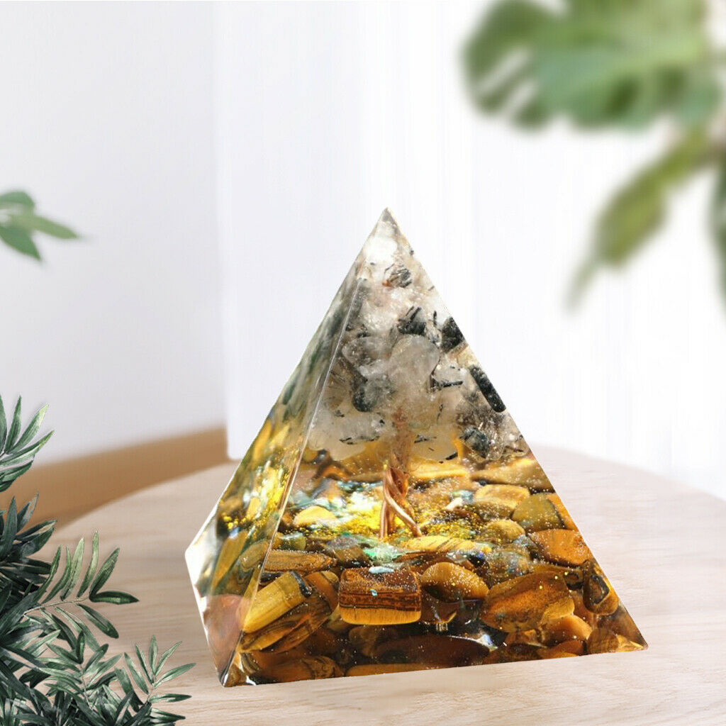 60mm Orgone Crystal Pyramid Ornament Moonstone Relieve Stress Office Decor