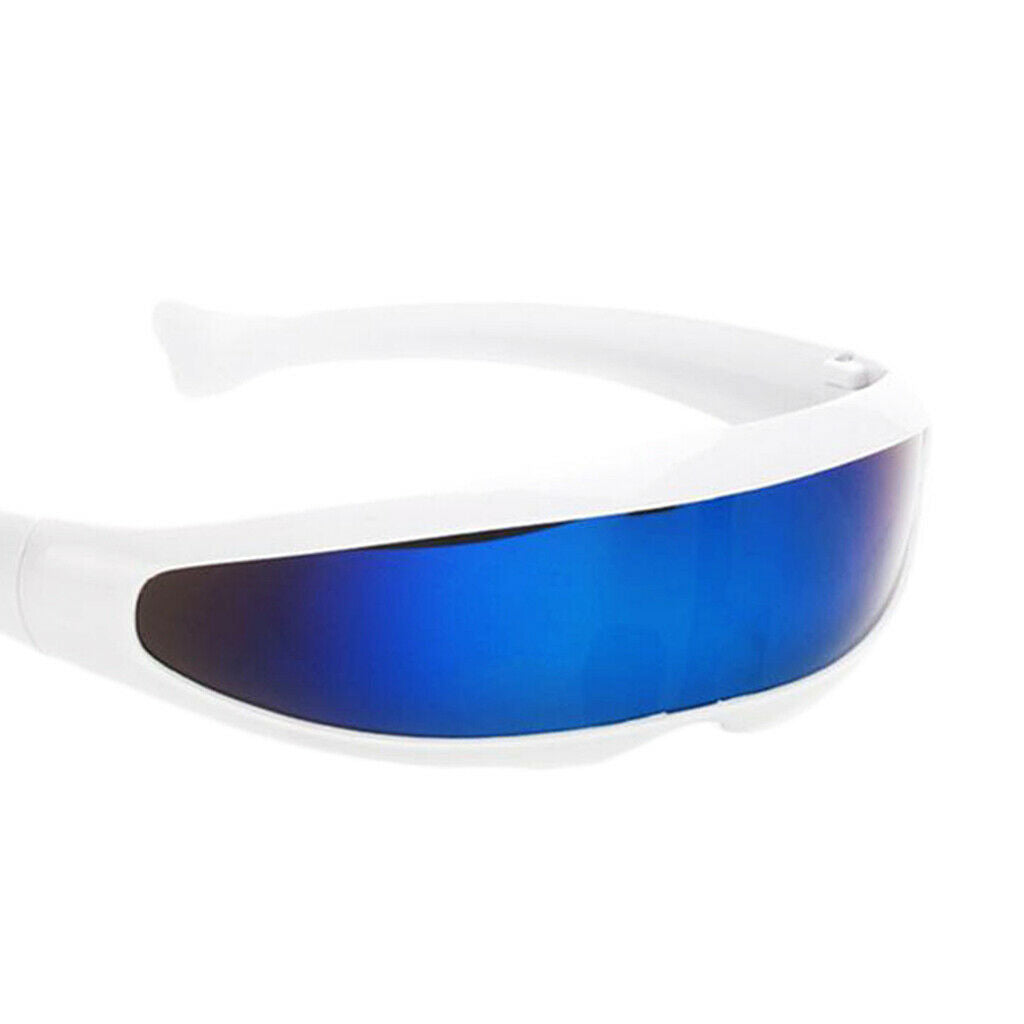 2× Womens Futuristic Shield Sunglasses Mirrored Lens Glasses Funny Favors