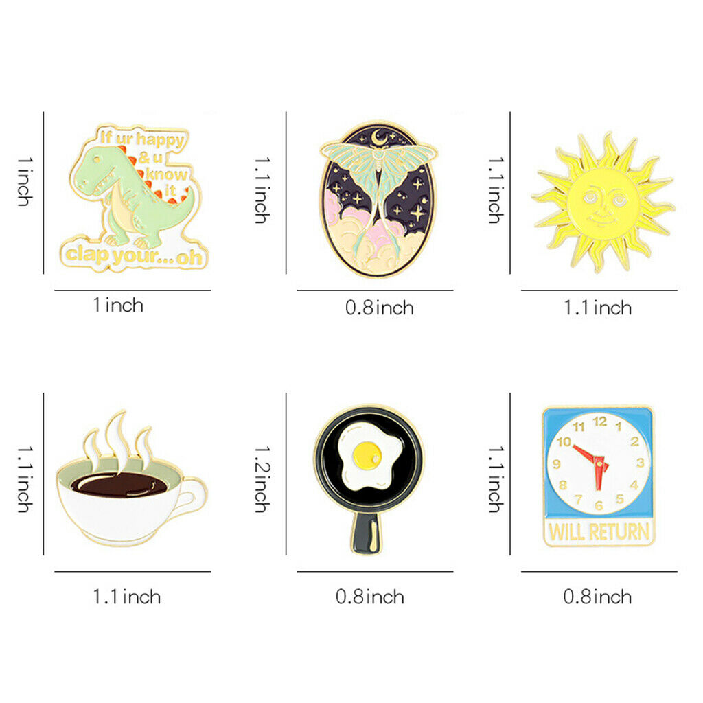 Adorable Enamel Pins Sun Custom Brooch Bag Clothes Lapel Pin for Kids 6 Pcs