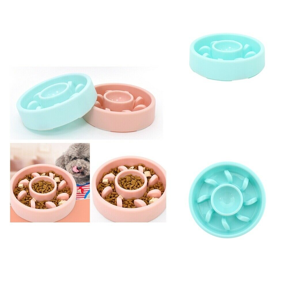 2x Dog Slow Feeder Dog Cat Anti-Gulping Food Bowls Preventing Choking Green