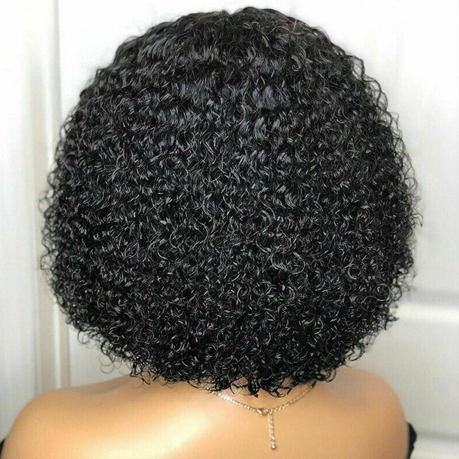 Women Black Wavy Curly Bob Short Hair Wig Synthetic Soft Natural Looking Wigs