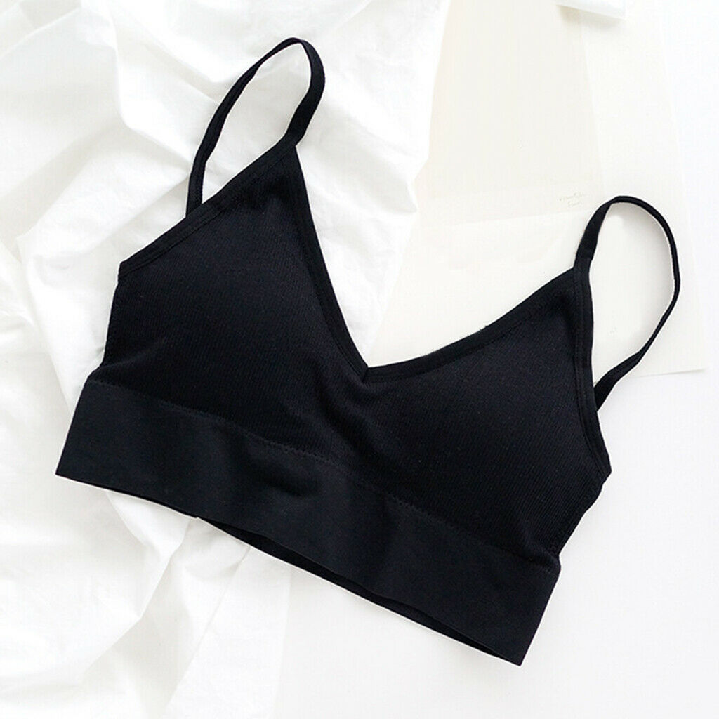 3 Pack Nylon Bralette Spaghetti Straps Seamless Comfort Bra Bustier Yoga Bra