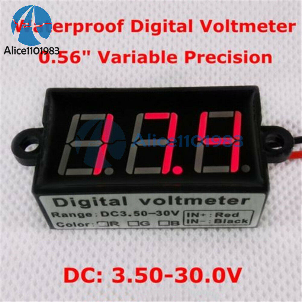 0.56" DC 3.5-30V 3-Bit Digital Voltmeter Voltage Test Module Waterproof Red LED