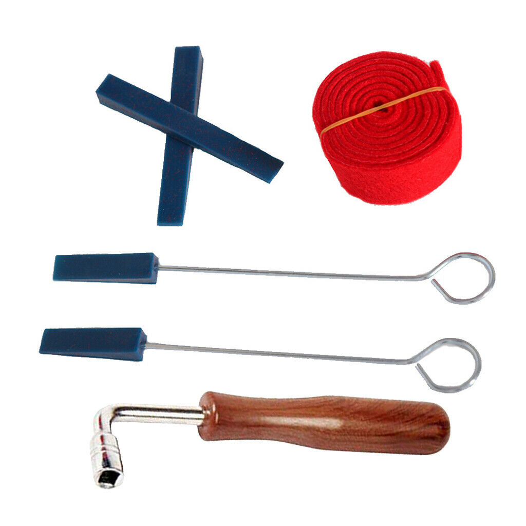 Set of 6 Rubber Mute+Wrench+Temperament Strip DIY for Grand/Upright Piano Tuning