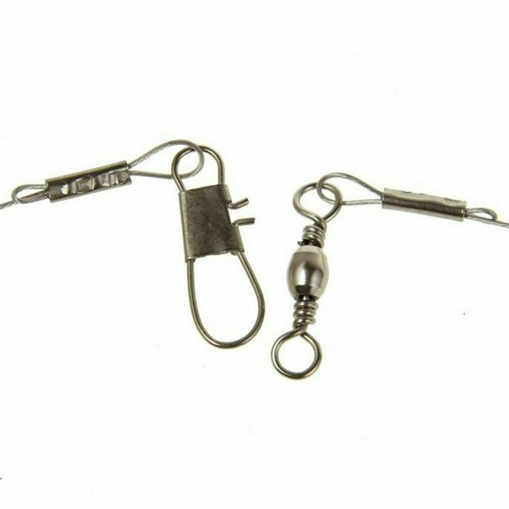 10X Fish Hook Rope Wire Fishing Wire Line Leader Trace With Snap Safety Snaps