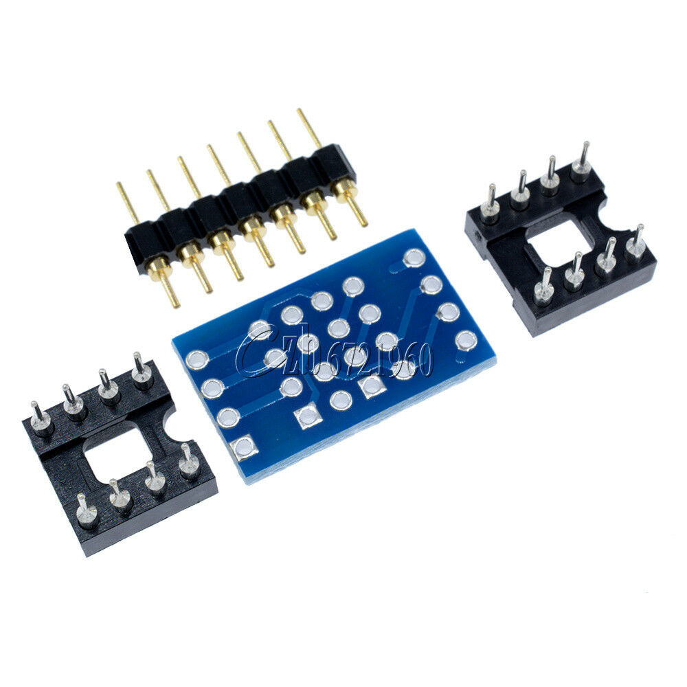 Dual DIP8 to DIP8 Mono Opamp PCB+Pin+Socket for NE5532 OPA627 OPA2132 TL072 P07
