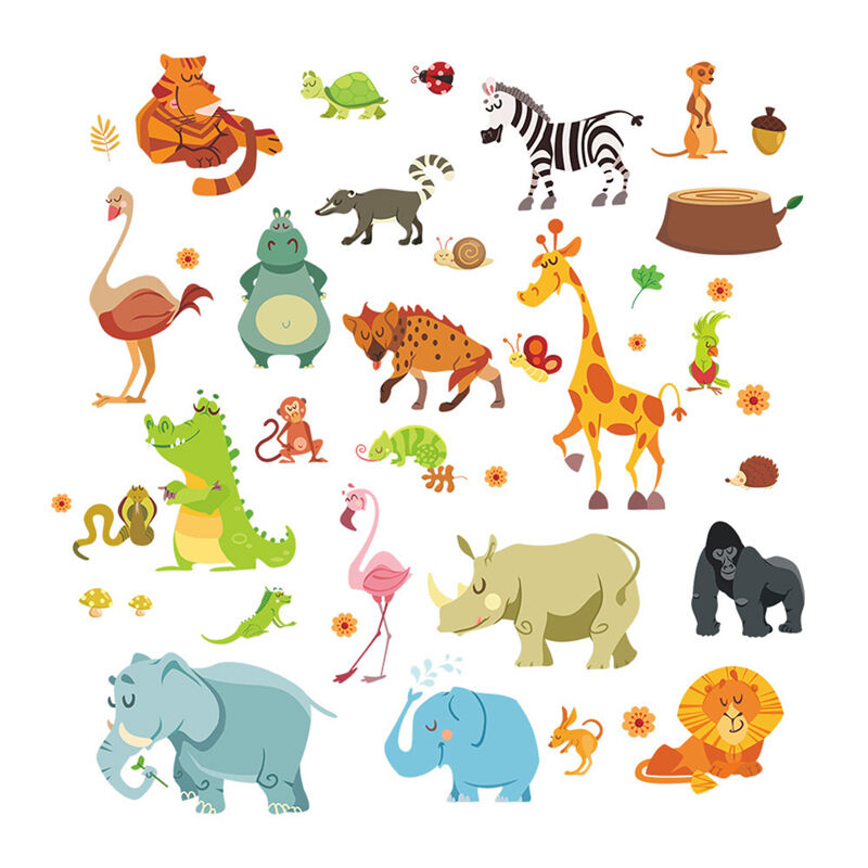 Animals Wall Stickers for Kids Nursery Rooms Monkey Elephant Horse Wall  .l8