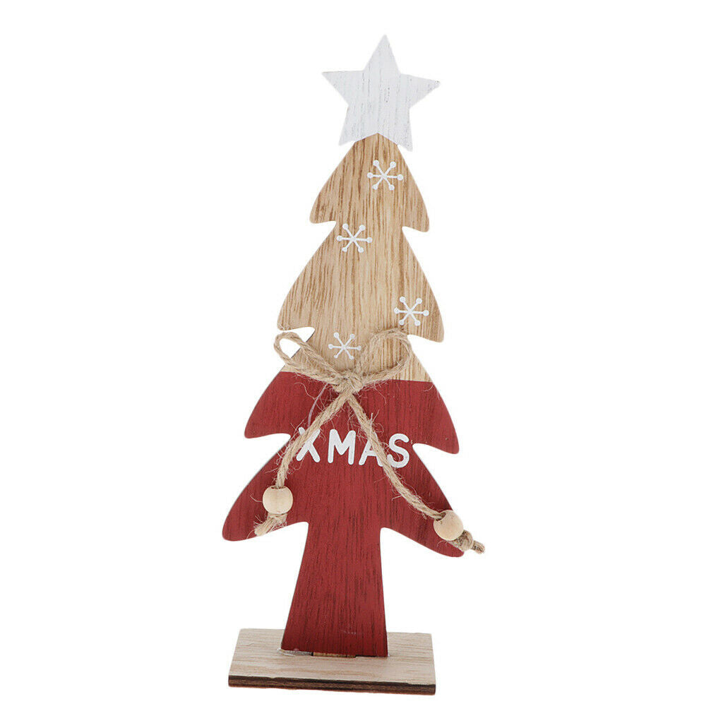 Red Wooden Christmas Tree Desktop Ornaments Table Decors Party Ornaments