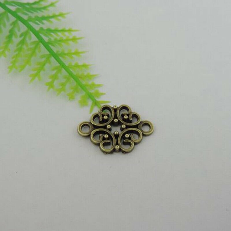 30-Pack Antiqued Bronze Metal Connectors Hollowed Flower Pendant Charm 20x13x2mm
