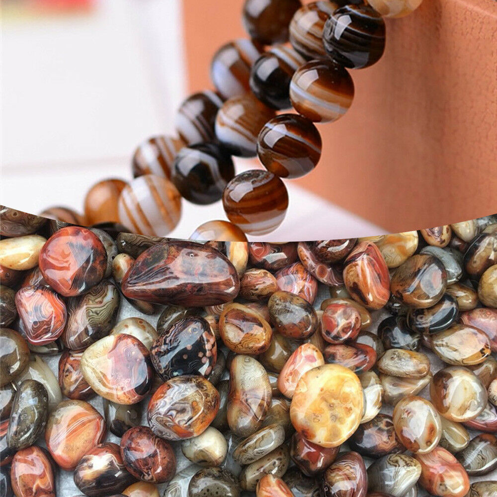 Natural Madagascar Banded Agate Stone Specimen Tumbled Pattern Craft 2-3CM USA