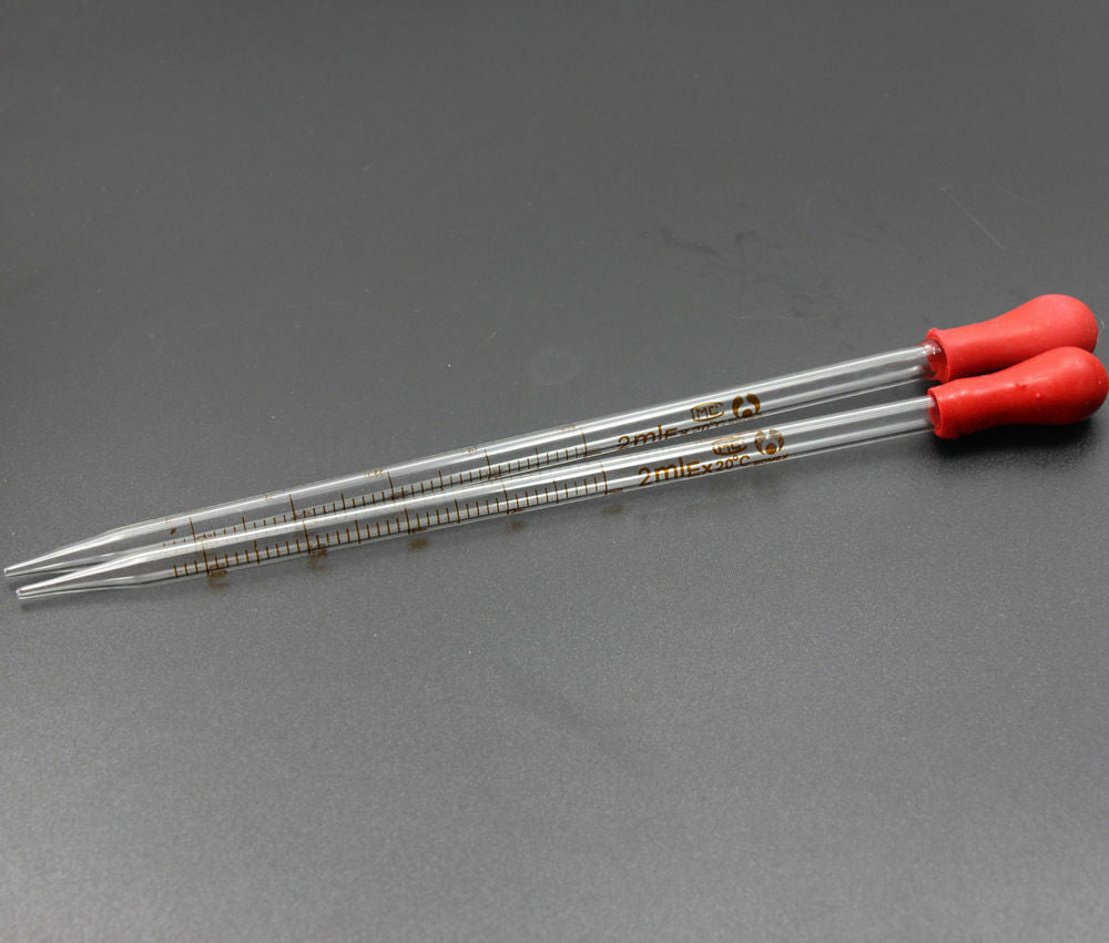 5pcs 2ml Rubber Head Glass Dropper Glass Pipette Lab Dropper Pipet With Scal