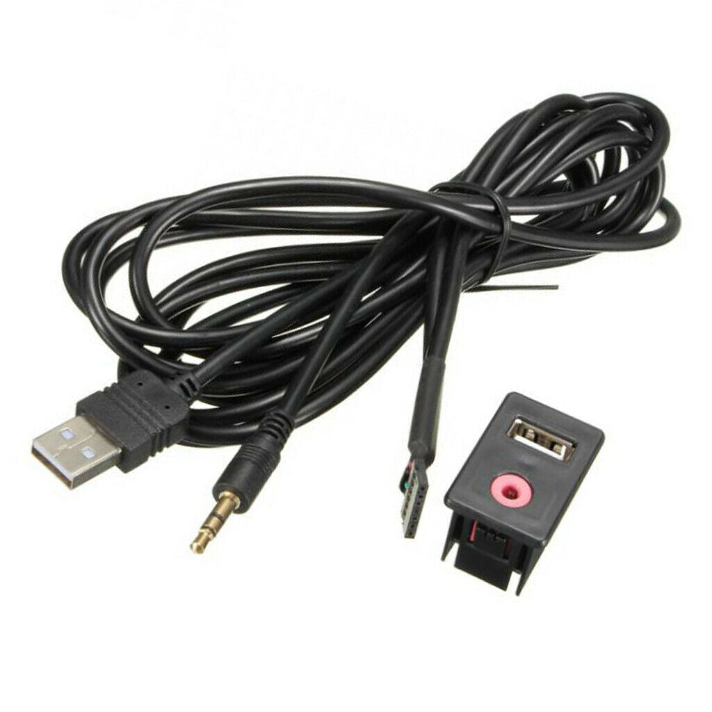 3.5mm USB  Panel Car Dashboard Mounted Cable Adapter Adaptor