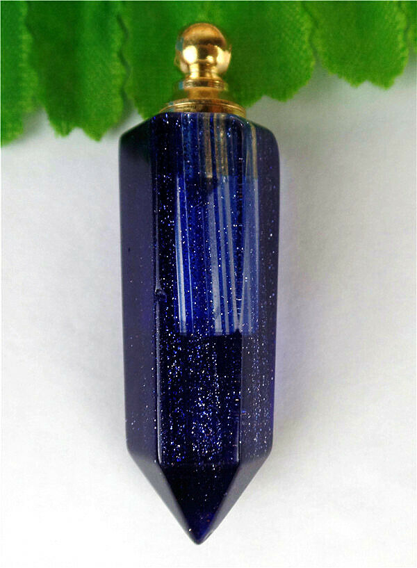 46x13mm Blue Compound Glass Facet Six Angle Perfume Bottle Pendant HL80333