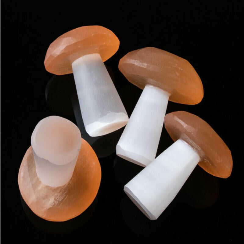 1pc Natural Selenite Quartz Crystal Polished Mushroom Stones Home Decoratiol SJ
