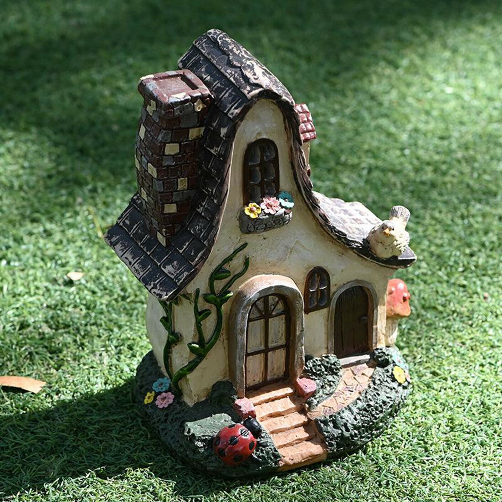Fairy House Garden Sculpture Ornament for Balcony Flower Bed Lawn Gift