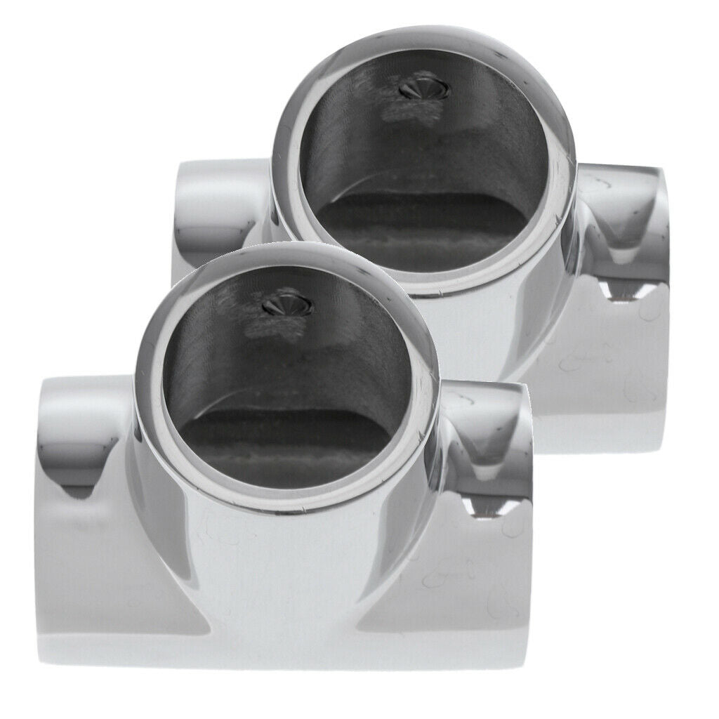 2 Pieces 25mm Boat Handrail Fittings 90 Degree Tee - 316 Stainless Steel