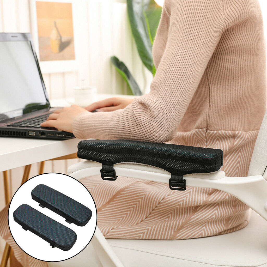 Soft Memory Foam Office Chair Armrest Arm Pad Elbow Cushion Covers 2 pcs Set