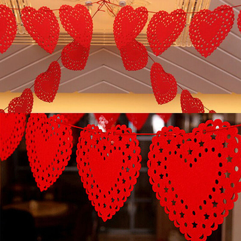 Heart Nonwovens Fabric Flag Party Garland Decor Banner Bunting Weddin.l8