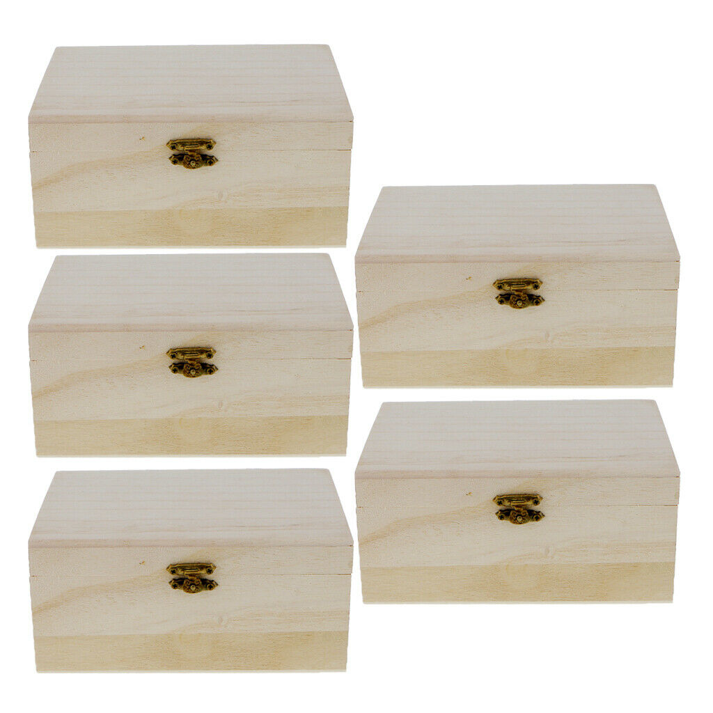 5Pcs Unpainted Wooden Box for Painting Arts Crafts Home Decor - Necklace