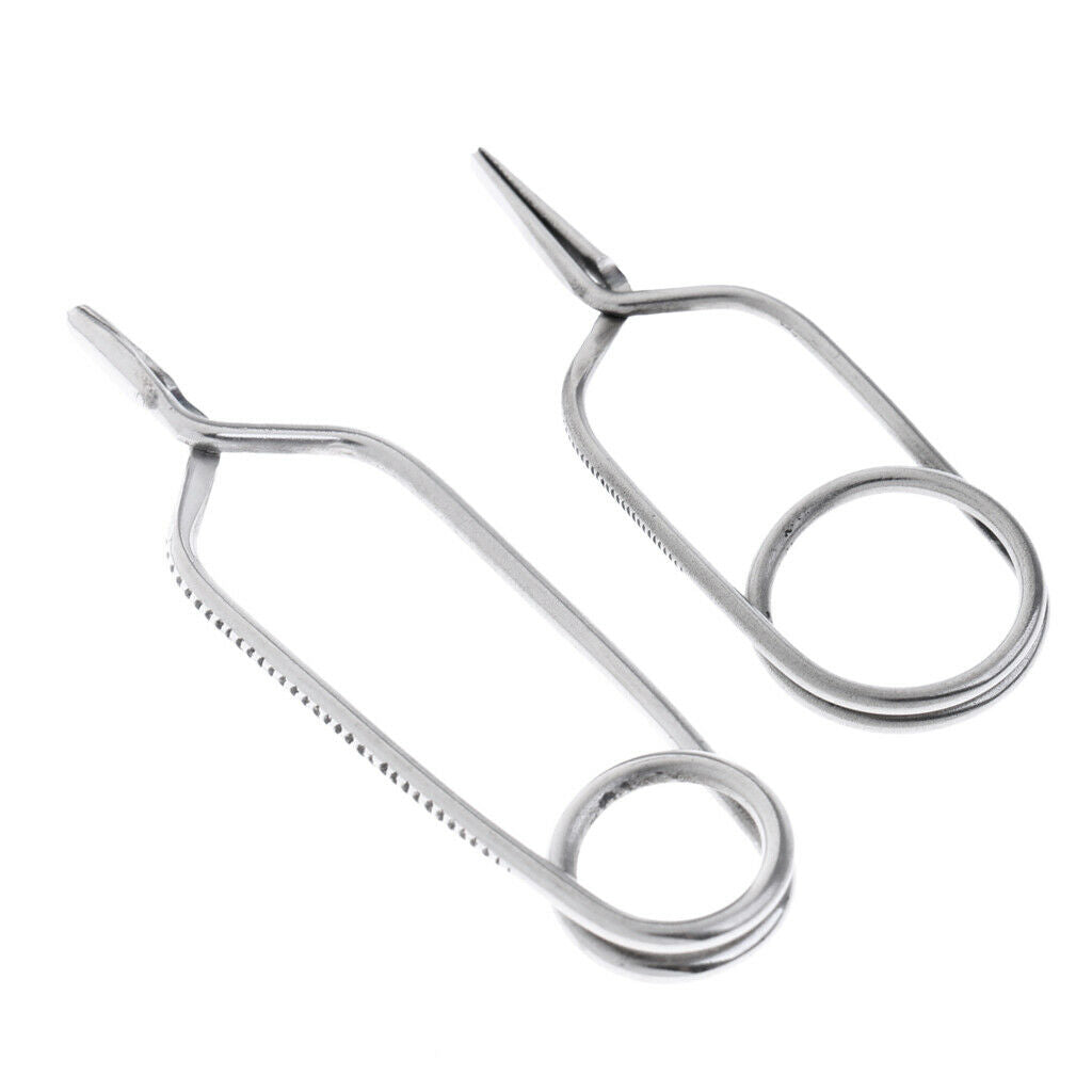 2pcs Stainless Steel Fly Tying Hackle Pliers Fly Tying Tools 2 Size