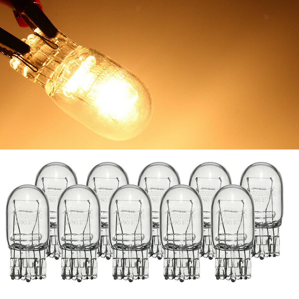 10x T20 7443 Car Dual Filament Turn Signal Brake Light 12V Amber Yellow